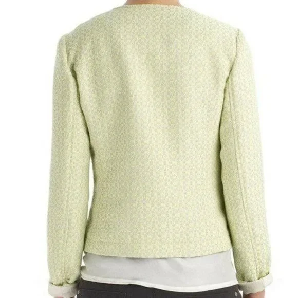 OPUS Size 40 Chartreuse Green Gray Tweed Jale SP Zip Front Moto Jacket Blazer - Picture 3 of 12